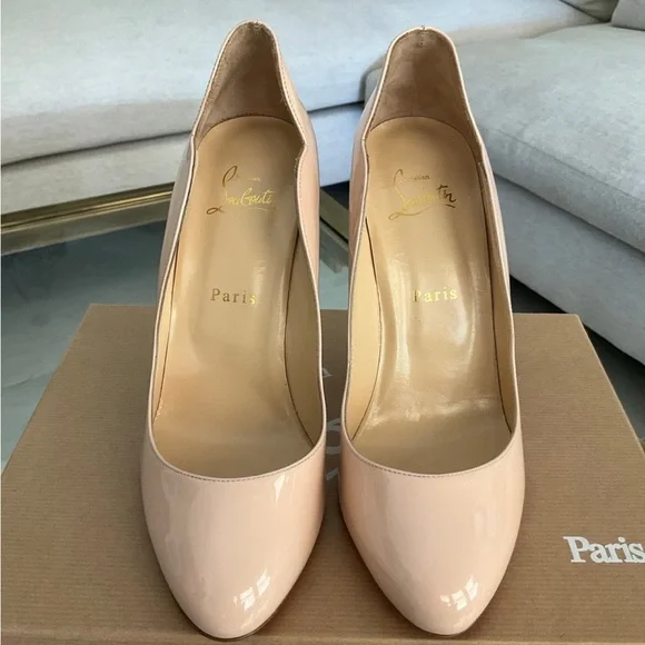 Authentic Christian Louboutin Pigalle Plato nude patent heel, size 39.5 - Picture 2 of 12
